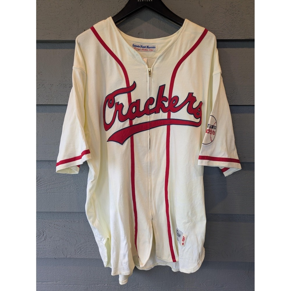 Atlanta Crackers Jersey Mens 2XL White Baseball Ebbets Field Flannels